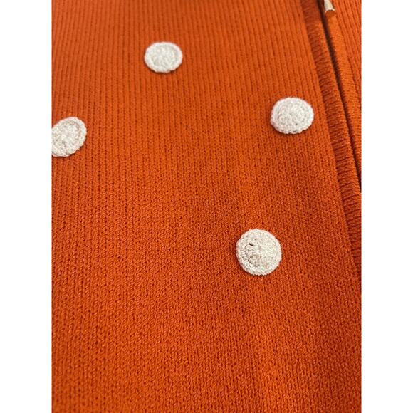 JSS Woman’s Knit Wear Blazer sz S Orange/Embroidered Cream Circle Wool blend USA - Picture 5 of 12